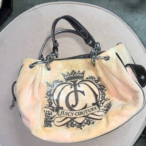 Juicy Couture y2k velour pale pink and Black Shoulder Bag